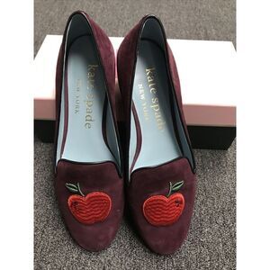 Kate Spade Women Shoes Grenache Apple Suede flats Size 8.5M Rhinestone Heels
